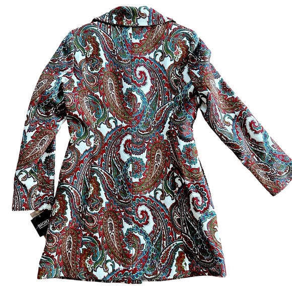 NWT Bigio Collection Paisley and Metallic Lined Long Blazer Neiman Marcus Sz 6 - Picture 5 of 11
